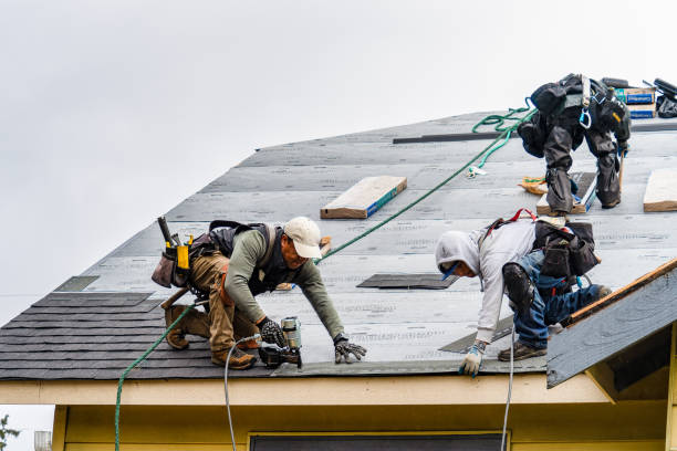 Professional Gutter Installation technician working in Georgetown, NY